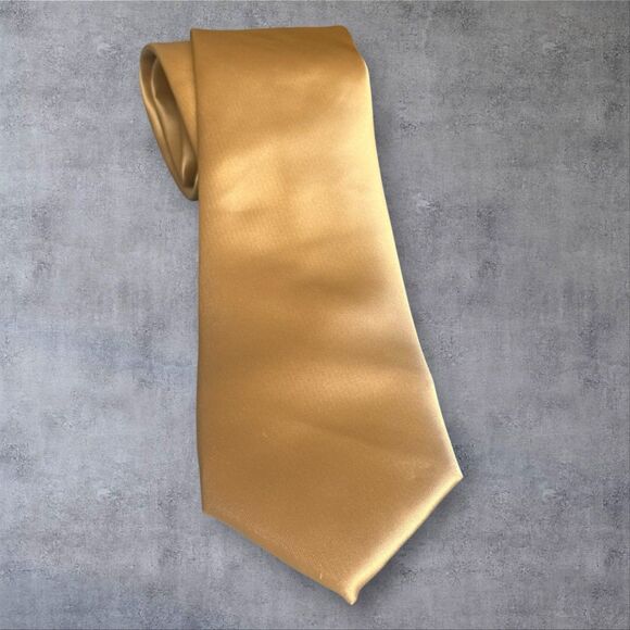 Vintage Gold Satin Tie Wedding, Prom, Formal Handmade Necktie Old Money Elegant - Picture 2 of 9